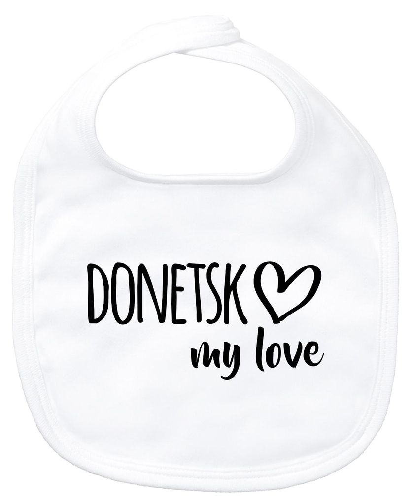 Huuraa Baby Lätzchen Donetsk my love White Klettverschluss Baumwolle Latz Geschenkidee