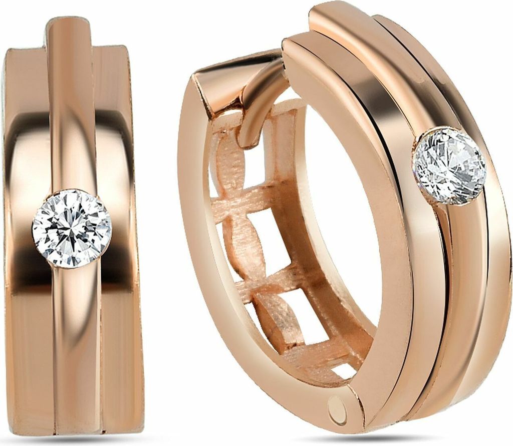 Dkeniz Creolen 925/- Sterling Silber 2 cm Rosé Zirkonia weiß 145230046