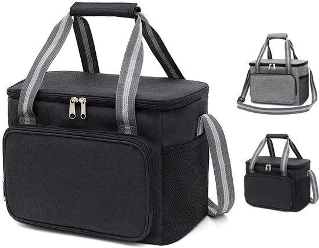 Isolierte 15L Koeltas, schwarze Oxford-Stoff, tragbar, Reise, Camping