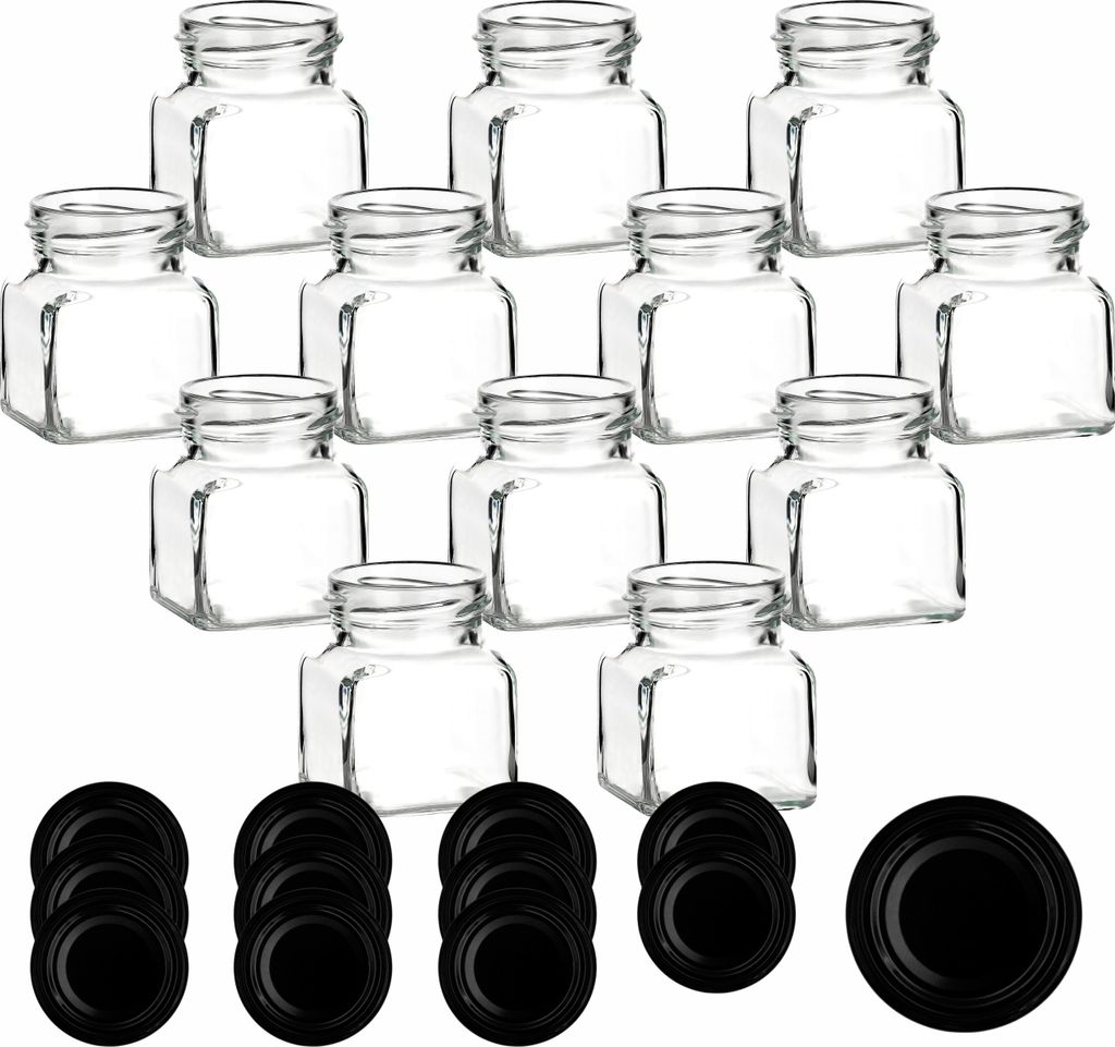 gouveo 12er Set Einmachgläser 120 ml eckig Produktbild 