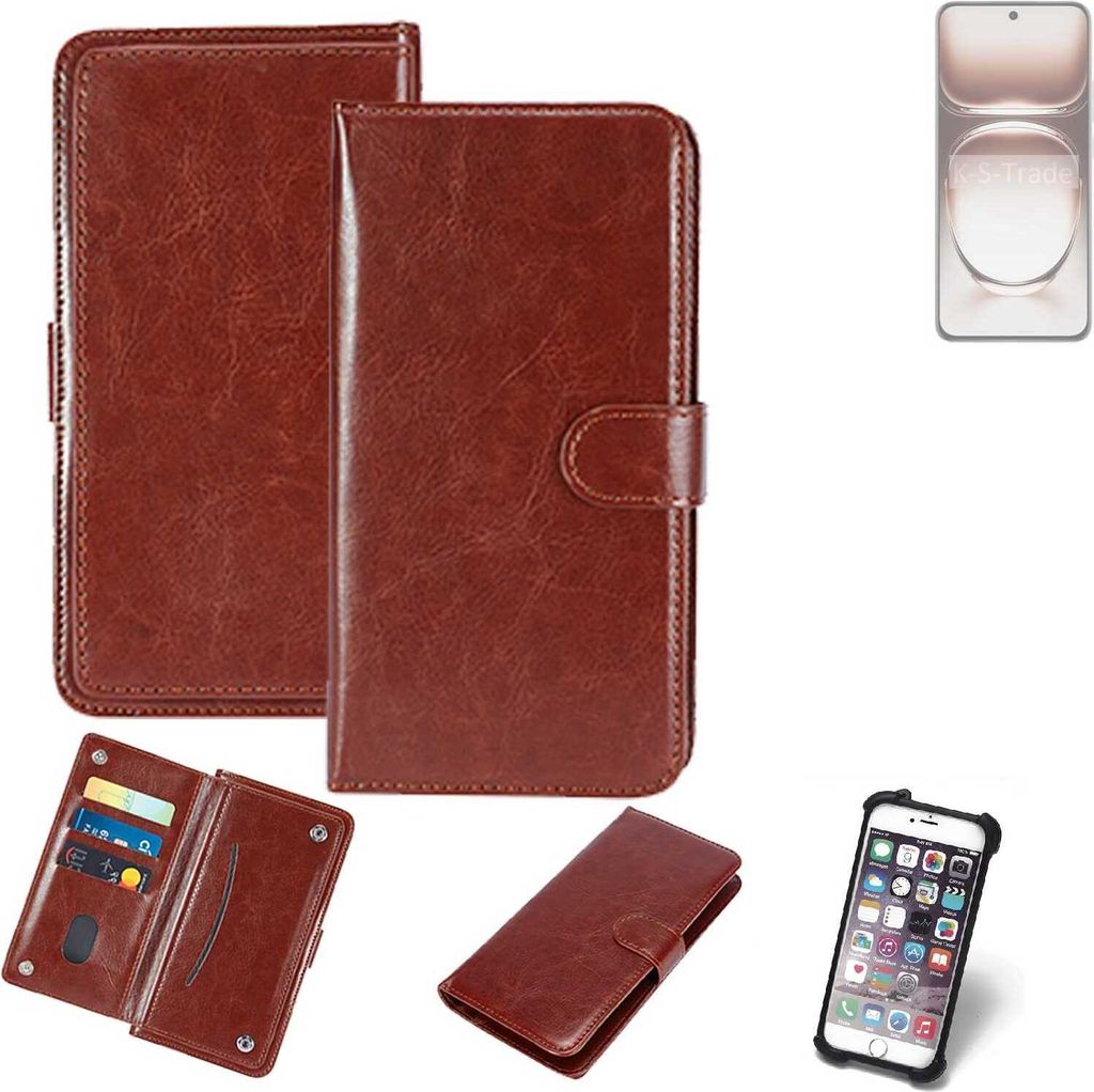 K-S-Trade 360° Hülle kompatibel mit Oppo Reno12 Pro CPH2629 braun Kunstleder Case BookCase WalletCase Kunstlederederhülle Handyhülle, Rundumschutz