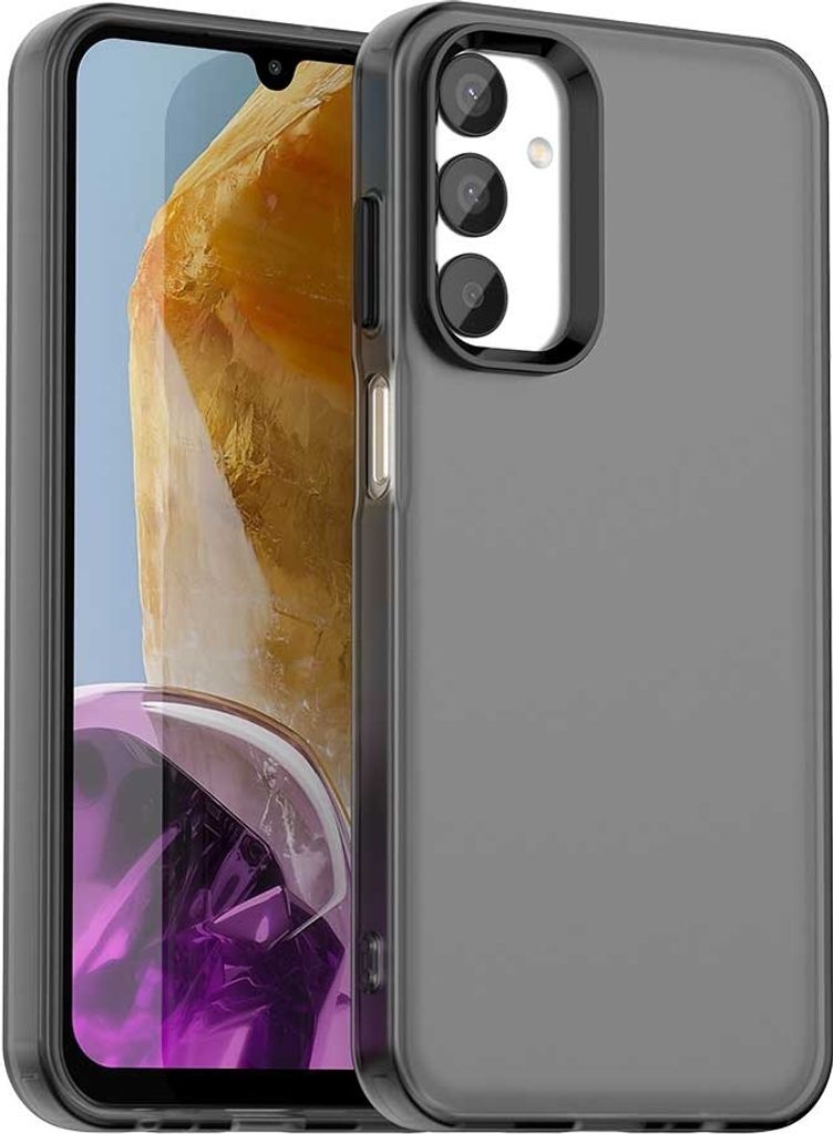 Hülle für Samsung Galaxy M15 - Phonesta HardFrost Semi-Transparent Back Cover - Mattschwarz