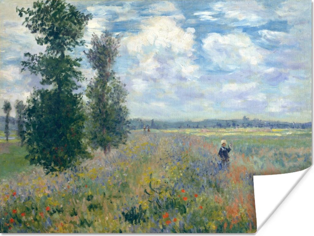 MuchoWow Poster Mohnfeld bei Argenteuil - Gemälde von Claude Monet 120x90 cm - Wandbild