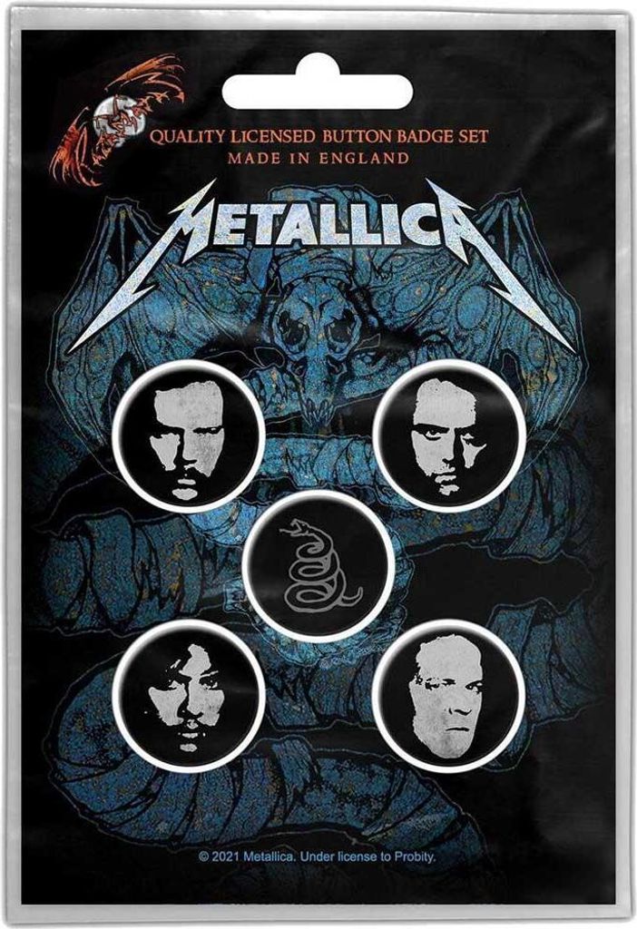 Metallica - Abzeichen "Wherever I May Roam" 5er-Pack - Kunststoff, Metall RO4665 (Einheitsgröße) (Schwarz/Weiß)