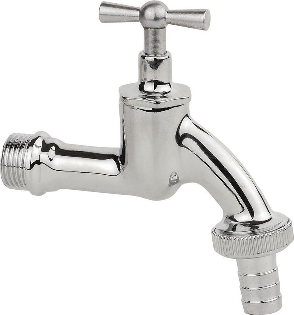 KIRCHHOFF MS Auslaufventil Knebelgriff, Chrom, 1/2"AG x 3/4"AG x 1/2"T