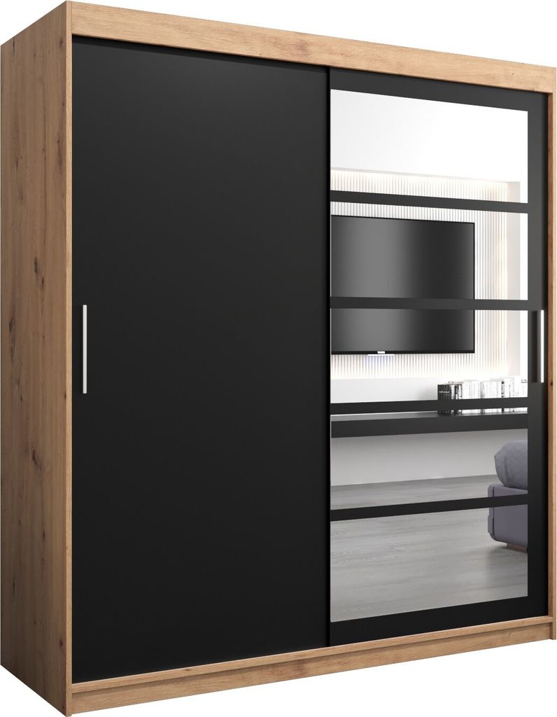 Kleiderschrank, Schiebetürenschrank Schlafzimmer, Schrank mit Spiegel ROMA 1 180 cm