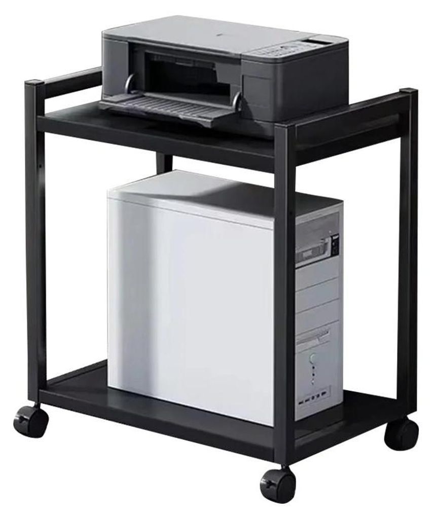 Mobiler PC-Ständer - 2-stöckiger CPU Tower & Druckerwagen - höhenverstellbar - Metall - Rollwagen mit Rädern - Unter Schreibtisch Organizer