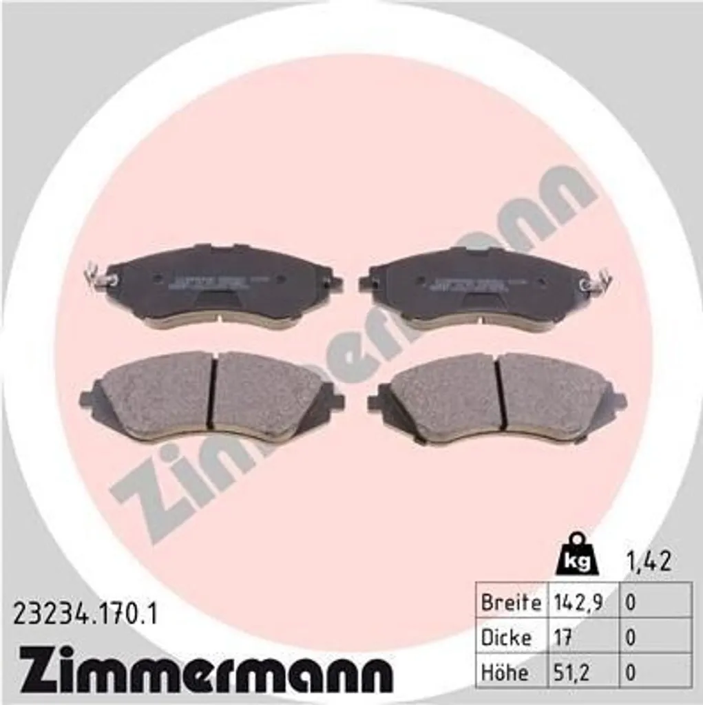 Zimmermann 23234.170.1 Plaquettes de Frein pour Lacetti J200 Qualité
