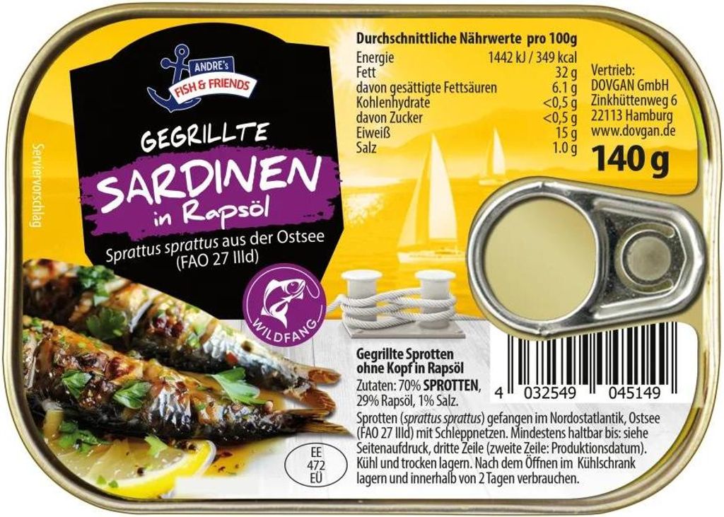 Andre's Fish & Friends gegrillte Sardinen 140g Produktbild 