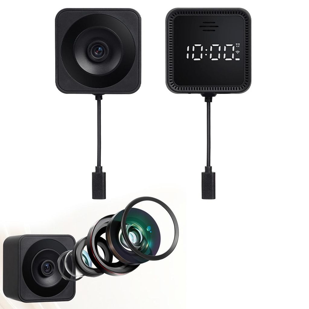 WLAN Überwachungskamera,Mini Kamera,Zwei-Wege-Audio, Nachtsicht in Farbe,App-Steuerung,magnetische,Uhrzeitanzeige, Plug & Play,Schwarz