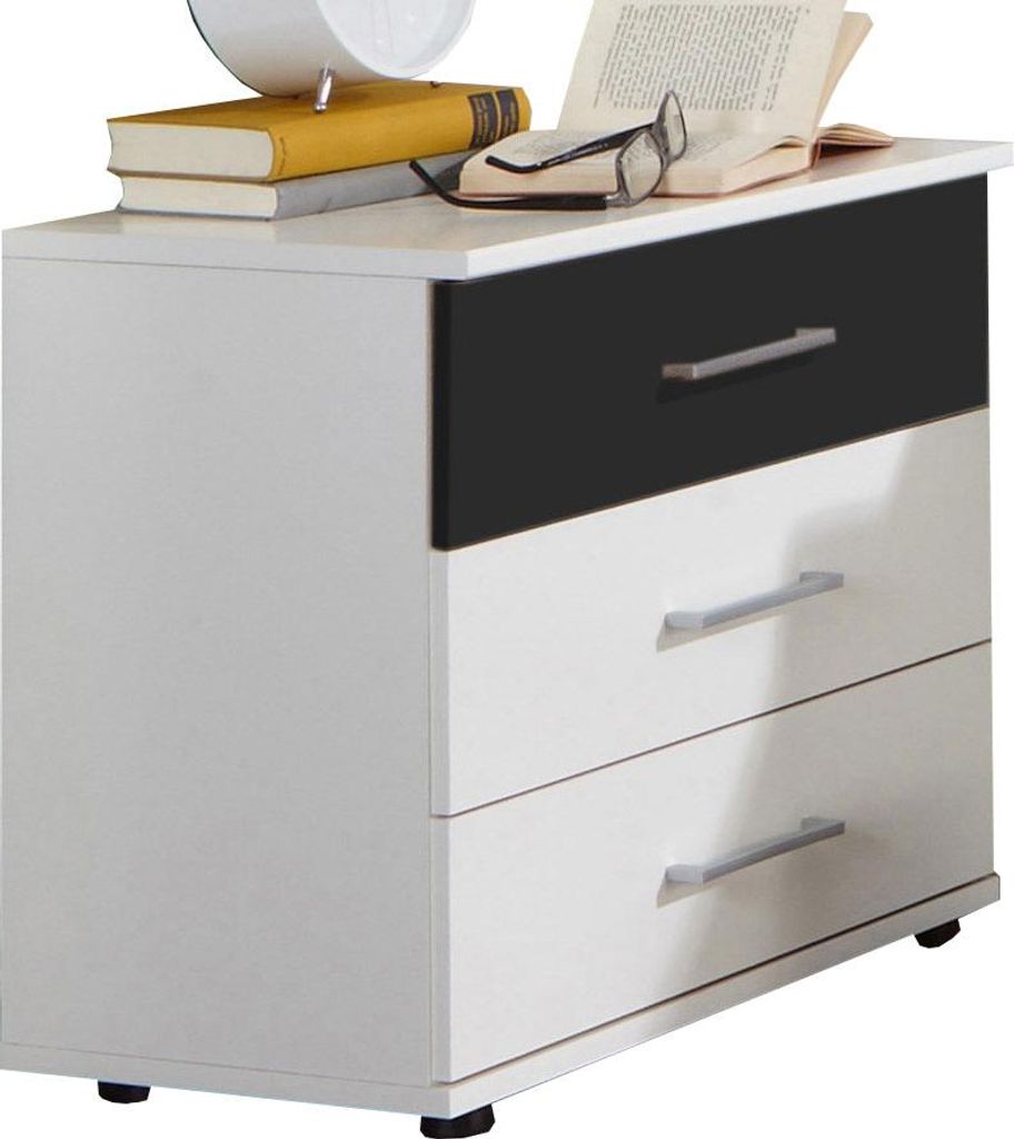 Nachtkommode Cheep Nachtschrank 52x38x58cm weiß graphit mit Schubladen