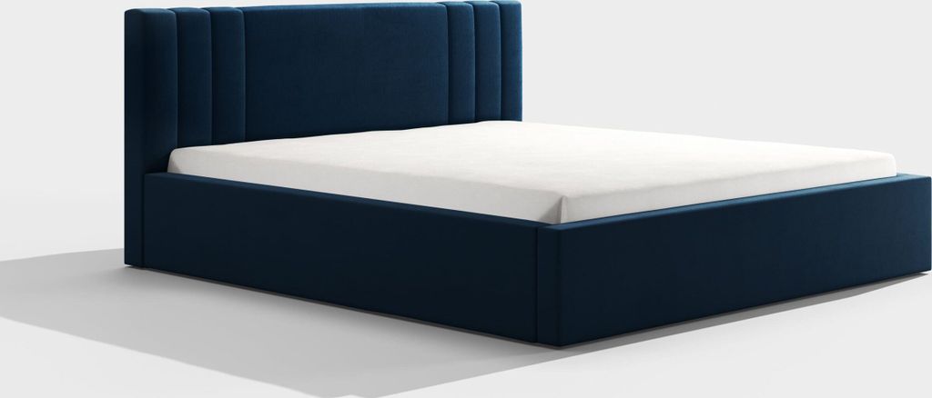 Bettrahmen ohne Matratze, - Blaume 160 Dunkelblau Schlafzimmerbett, Schlafzimmermöbel, Skandinavischer Stil, Gepolstertes Bett