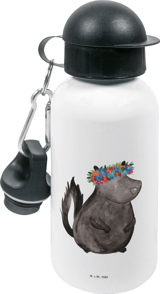 Mr. & Mrs. Panda Wasserflasche Stinktier Mädchen - Weiß - Geschenk, Getränkeflasche, Trinkflasche Kinder, Kindergarten, Skunk, Namaste, Sportfla...