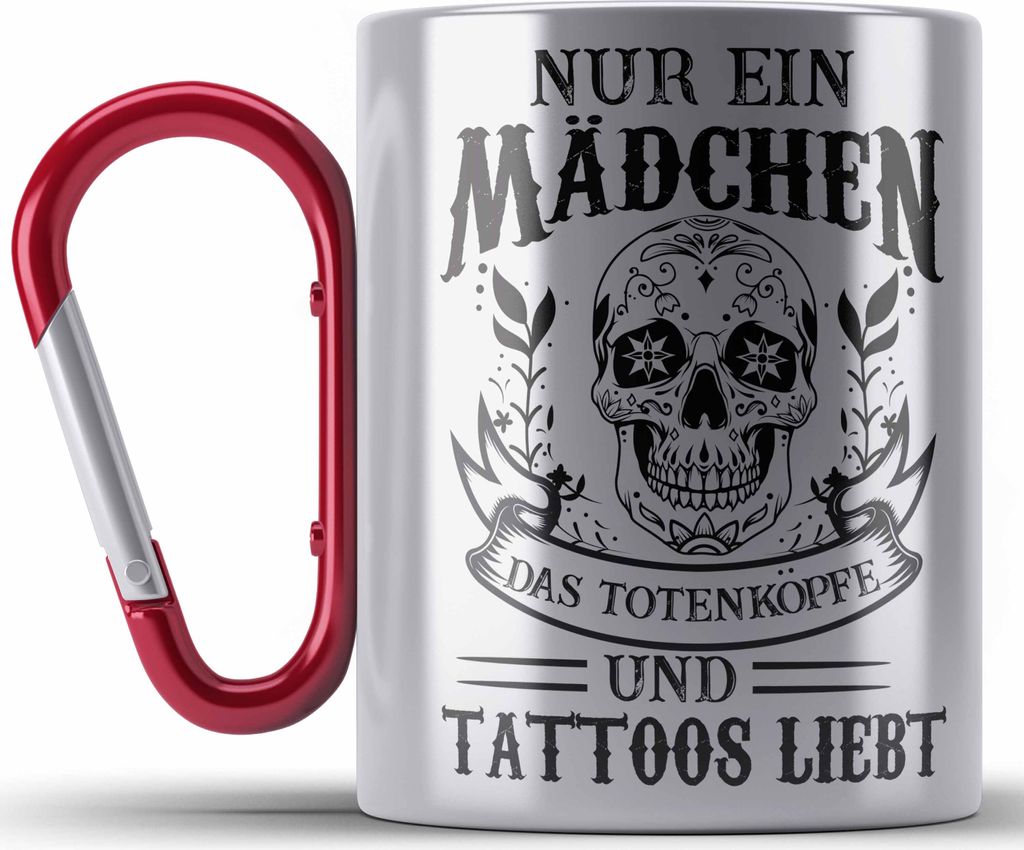 Trendation - Tattoos Frauen Edelstahl Tasse Karabiner Produktbild 