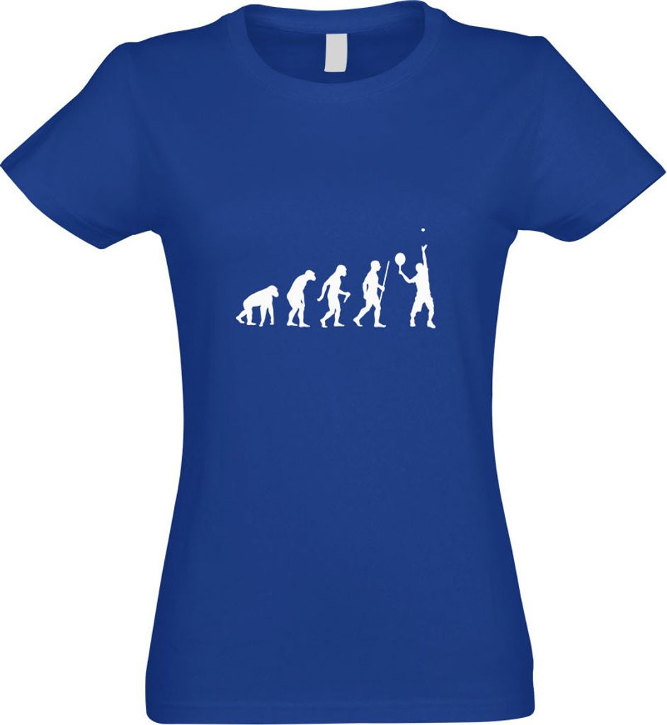 Kiwistar - T-Shirt tailliert - Damen - royal - Tennisspieler Evolution - mit Motiv Bedruckt - Funshirt Design - Sport - Freizeit - Damen - L
