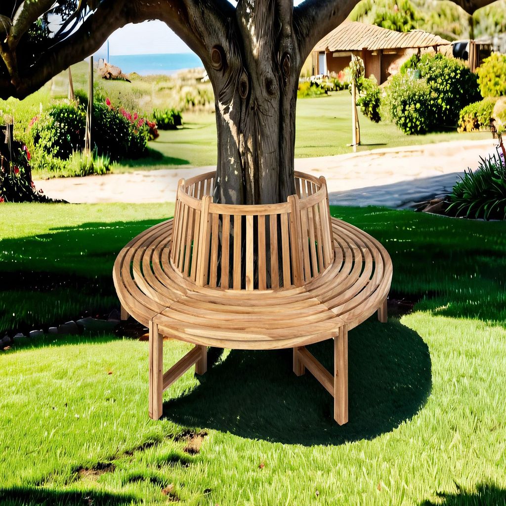 Möbelretoure Rundbank 360° Gartenbank Teak massiv ø220 cm Produktbild 