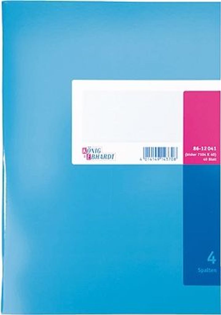 Spaltenbuch A4 Karton fester Kopf 4 Spalten 40 Blatt Packung mit 5 Stück