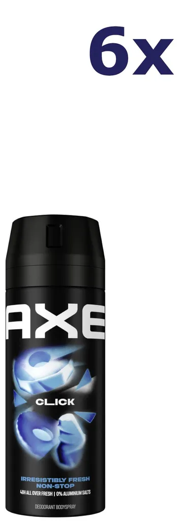 6X Axe Click Déodorant Spray 150ml - Contre la Transpiration Homme
