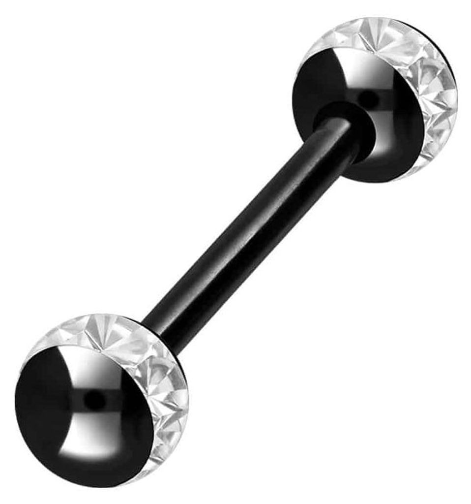 Zungenpiercing, Intim-Piercing Chirurgenstahl Barbell EPOXY-RING-KUGELN Schwarz Stablänge: 16mm
