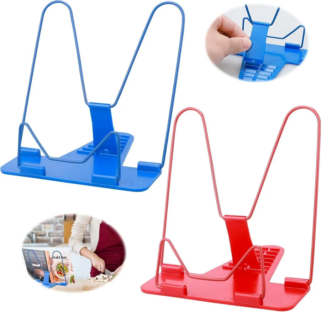 Lot de 2 supports de lecture réglables rouge et bleu pour livre enfant
