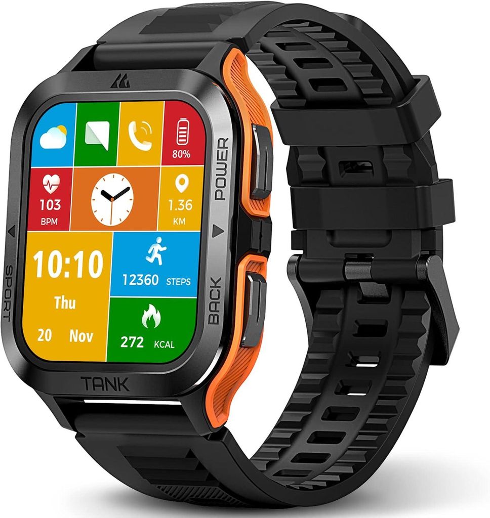 KOSPET M2 Smartwatch Herren Damen mit Bluetooth Anrufen 1.85" Display 50M wasserdicht 70 Sportmodi Herzfrequenz & Schlaf Tracking