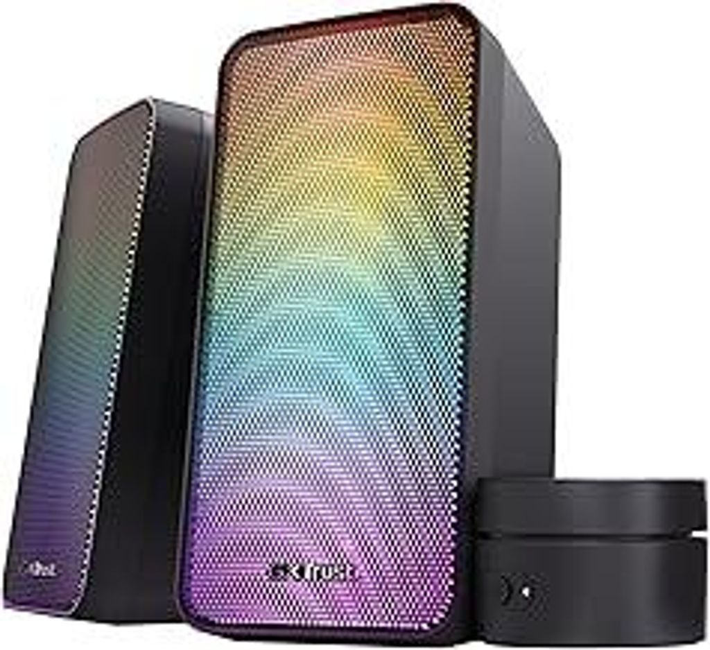 Trust Gaming GXT 611 Wezz 2.0 PC Lautsprecher mit RGB LED-Beleuchtung, 12 W (6 W RMS), 3,5 mm AUX Klinke, USB Soundsystem, Stereo Computer Boxen f...