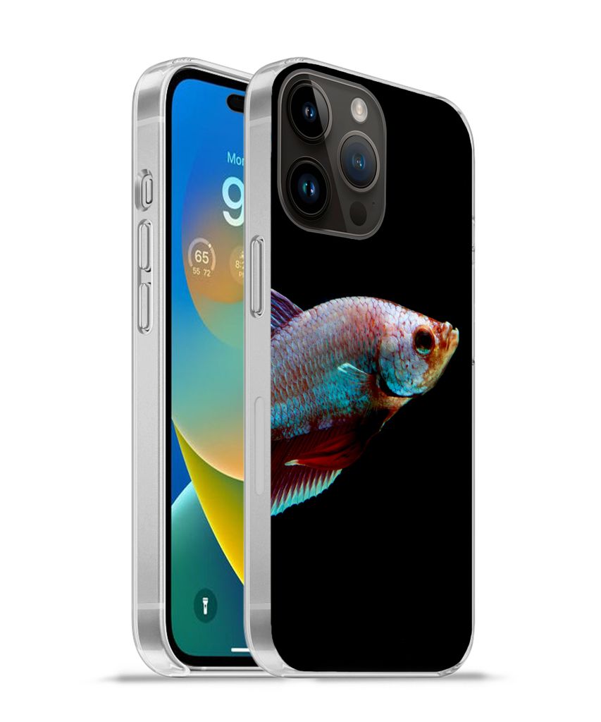 MuchoWow Handyhülle Schutzhülle Hülle für Apple iPhone 14 Pro - Softcase Fische - Tiere - Licht Silikon Softcase Handy Hülle