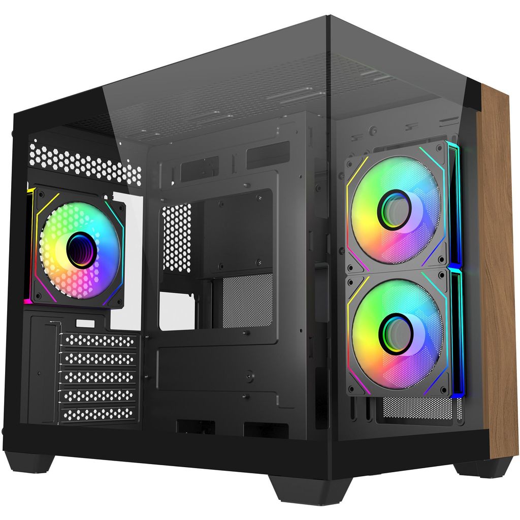 Cooler Master Elite 481 Wood, Tower-Gehäuse, (Tempered Glass x 2)
