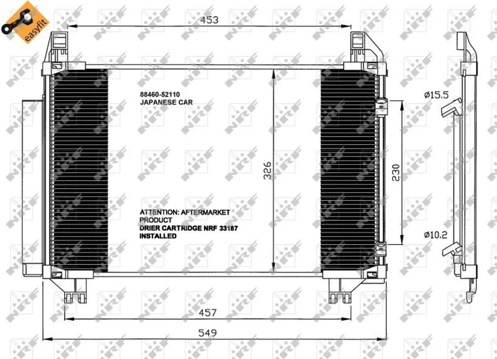 Solution Fuite Clim : Condenseur NRF OE 8846052110 pour Yaris et Verso