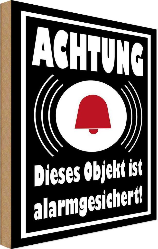 vianmo Holzschild 40x30 cm Achtung Objekt alarmgesichert Warnschild Hinweisschild