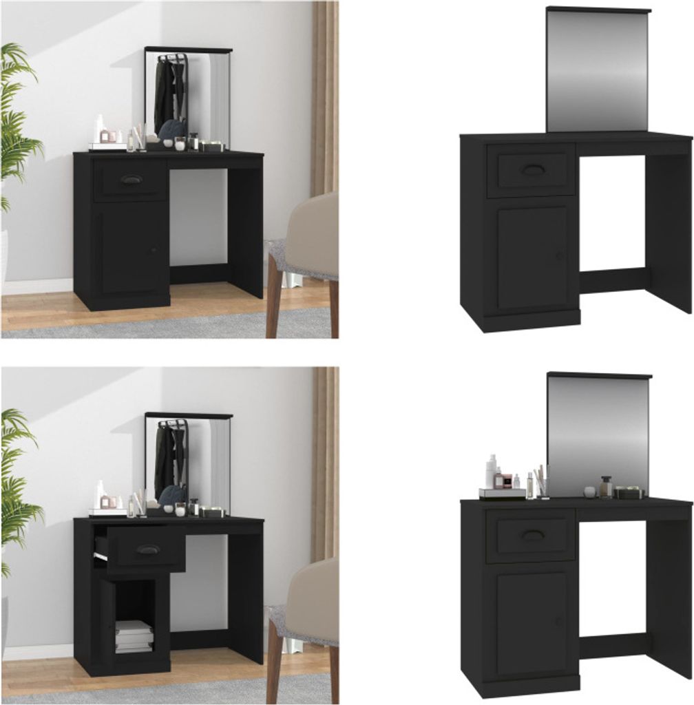 vidaXL Schminktisch mit Spiegel Schwarz 90x50x132,5 cm Holzwerkstoff - Schminktisch - Schminktische - Kosmetiktisch - Kosmetiktische