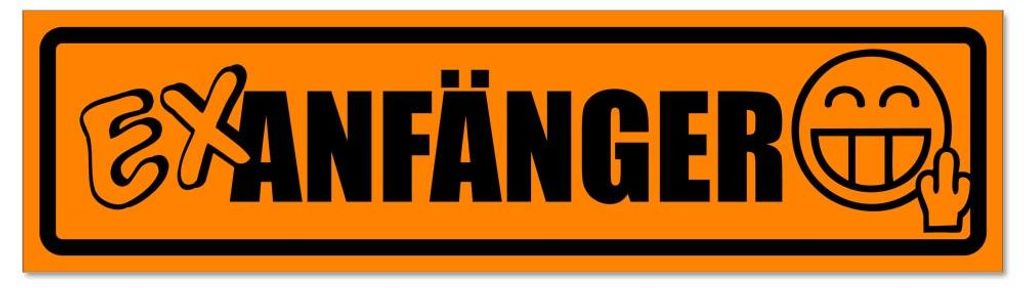 Kiwistar - Autoaufkleber - Orange - Schwarz - 45 x 12 cm - E x Anfänger invertiert - Hinweis Aufkleber Sticker für Auto, Kfz, Fahrrad, PKW, LKW