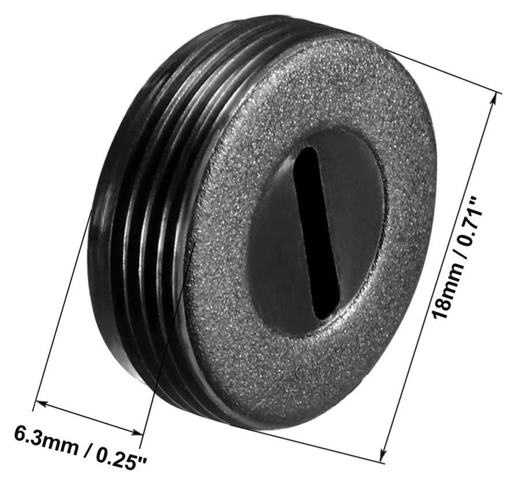2Stš¹ck Kohlebš¹rstenhalterkappen 18mm OD 10,2mm ID 6.3mm Dicke Motorbš¹rstenabdeckung Kunststoff Fitting Gewinde Schwarz