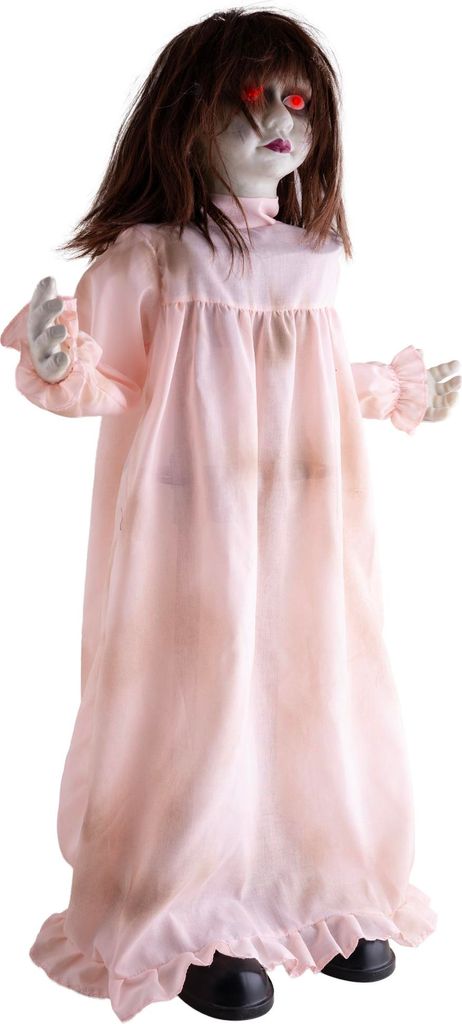 Halloween-Animatronic-Puppe: Kuckuck-Mädchen – Licht, Bewegung und Ton (90 cm)