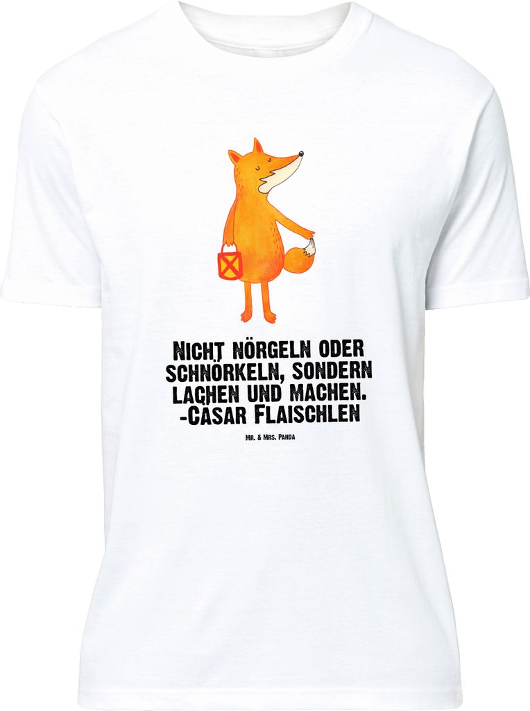 Mr. & Mrs. Panda Größe L T-Shirt Fuchs Laterne - Weiß - Geschenk, Shirt, Laternenumzug, Tshirt, Sankt Martin, Positiv, Optimistisch, mit Spruch