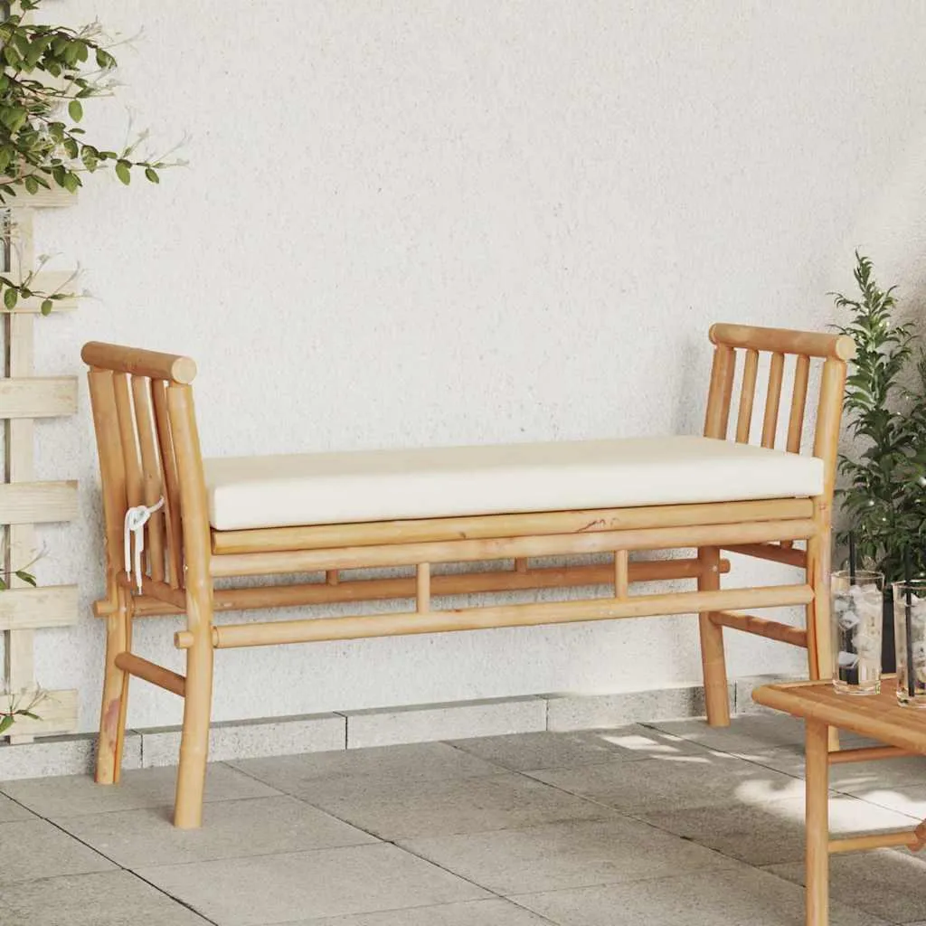 Banc de jardin avec coussins marron en bambou pour balcon vidaXL - 2