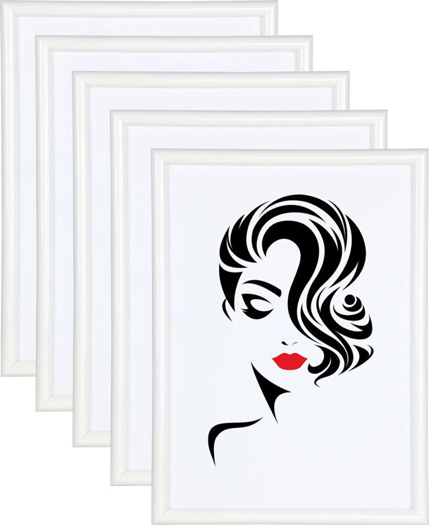 3er 5er Set Classic Leichter Kunststoff Bilder Foto Rahmen Poster Schutz BD - Farbe: 5er Pack Weiß | Format: 40x50