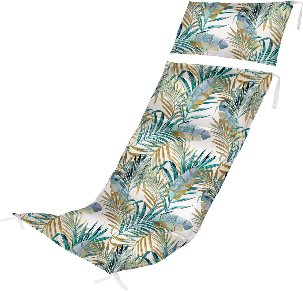 Palm Weiße Holz-Liegestuhl Auflage für Klappbar Klappliegestuhl Wasserabweisende Polster Hochwertiges Polyester Kissen mit Watte in der Farbe Pal...
