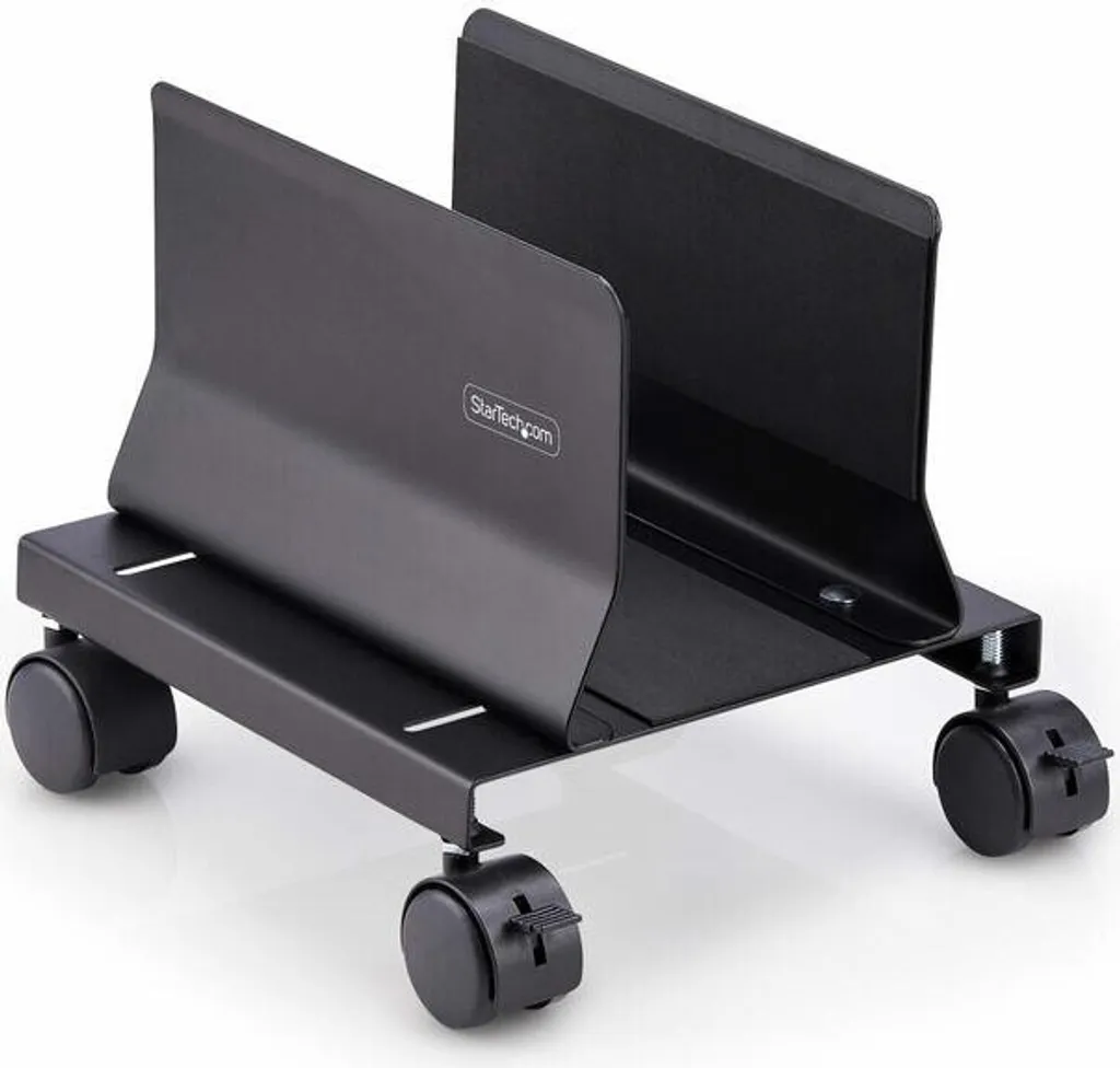 Support CPU Mobile Noir réglable en largeur avec 4 Roulettes robustes