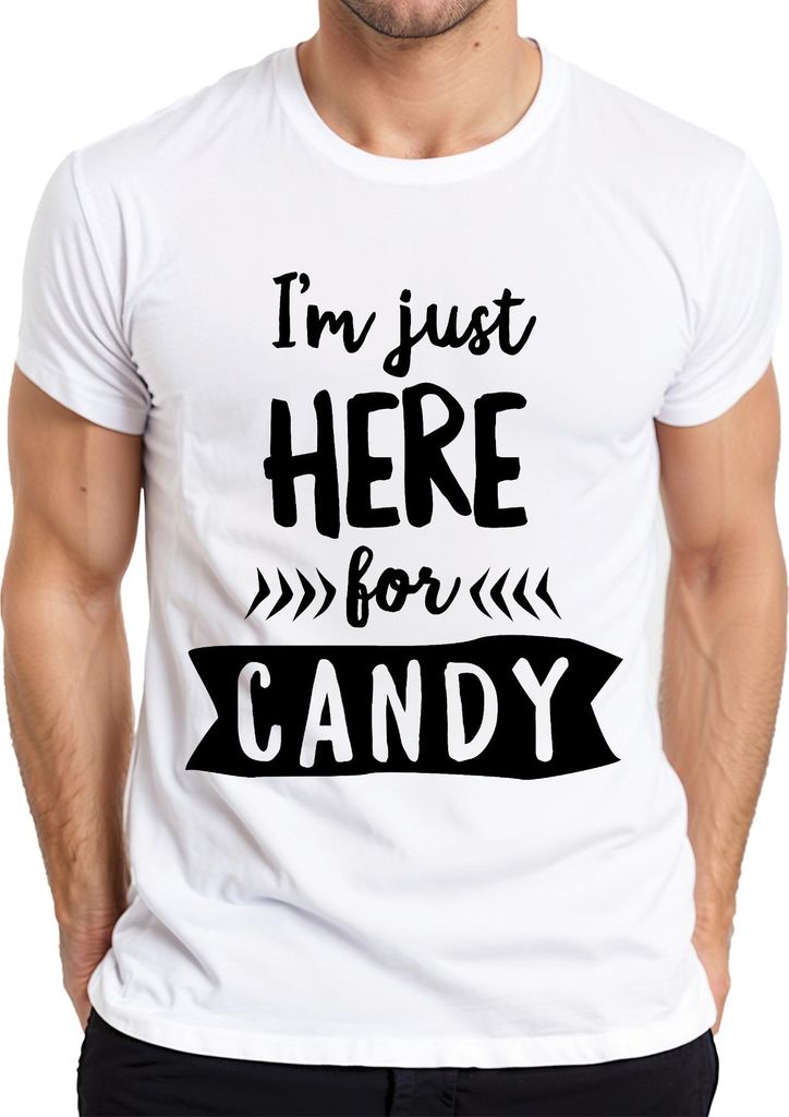 I'm just here for candy Halloween Kinder Süßigkeiten Lustig Party Herren T-Shirt, Weiß, XXL