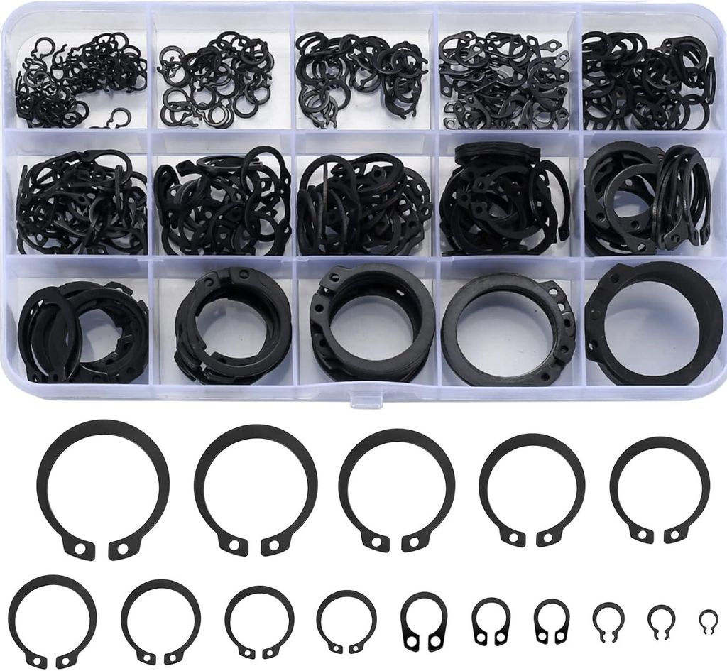 300-teiliges E-Clip-Set, Außensicherungsring, verschiedene Schnapp-Sicherungsringe, Sicherungsring-Anschlagringe, M4-M28