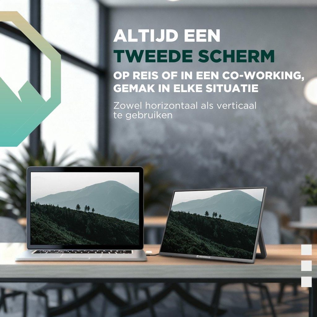 Remodius draagbare monitor 13 inch – tweede scherm 2K USB-C Productafbeelding 