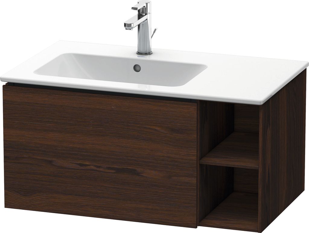 Duravit L-Cube Waschtischunterbau wandhängend, 1 Auszug, Regalelement seitlich, Becken links, 820x400x481mm, LC619106969