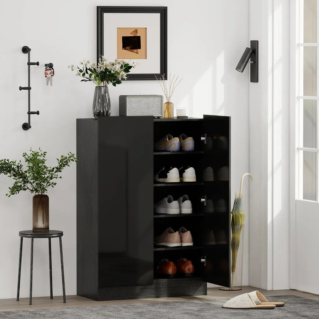 Étagère à chaussures réglable noire en métal style moderne 103cm haut - 2