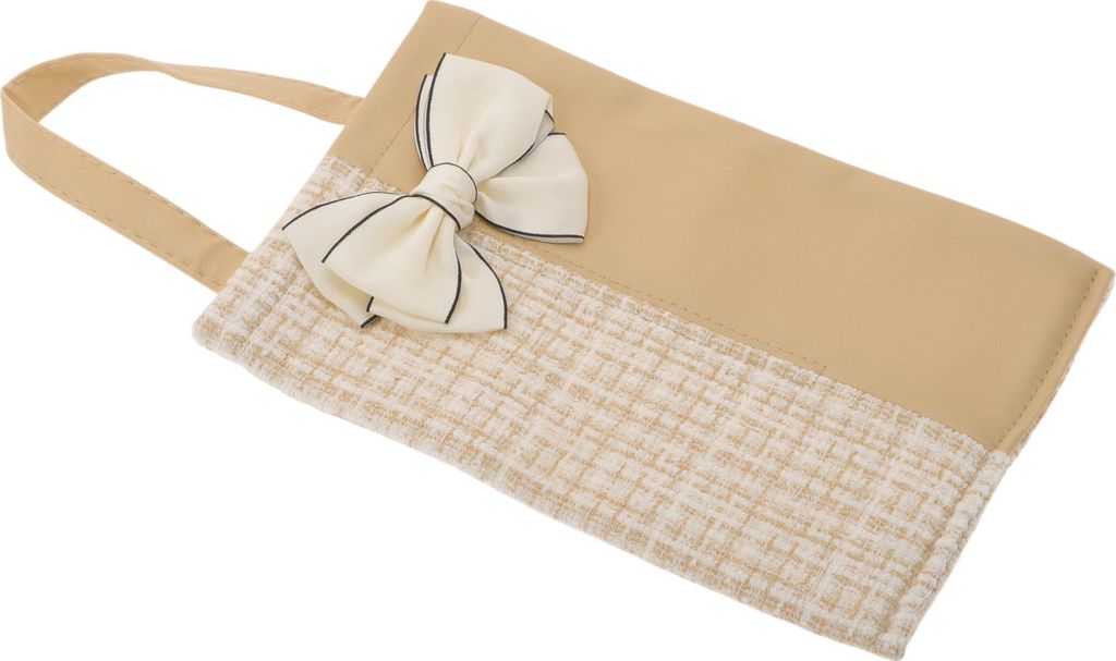 Auto-Taschentuchhalter Auto-Taschentuchbox-Organizer Kleine Duftende Doppelkombination Schleife Plush Kunstleder 28x18x5cm Beige 1 Stück