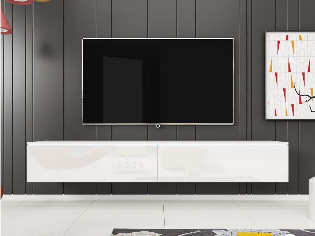 TV-Bank CERIEE 180 – weiß / weiß glänzend