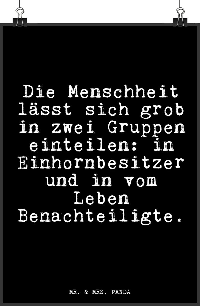 Mr. & Mrs. Panda Bild Die Menschheit lässt sich... DIN A4 - Schwarz - Geschenk, Wandbild, wanddeko, Menschen, Sprüche, Spruch, witzig, Phantasie,...