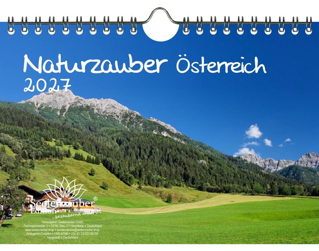 Naturzauber Österreich DIN A5 Kalender für 2027 Landschaft Reise Urlaub Berge - Seelenzauber