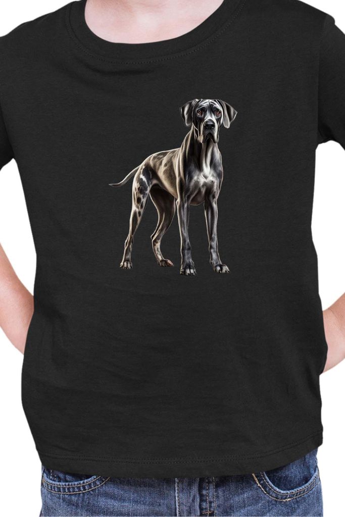 Kinder T-Shirt Dogs Breeds Great Dane Dog Breed 005, 12-13 Jahr - 152 / Schwarz