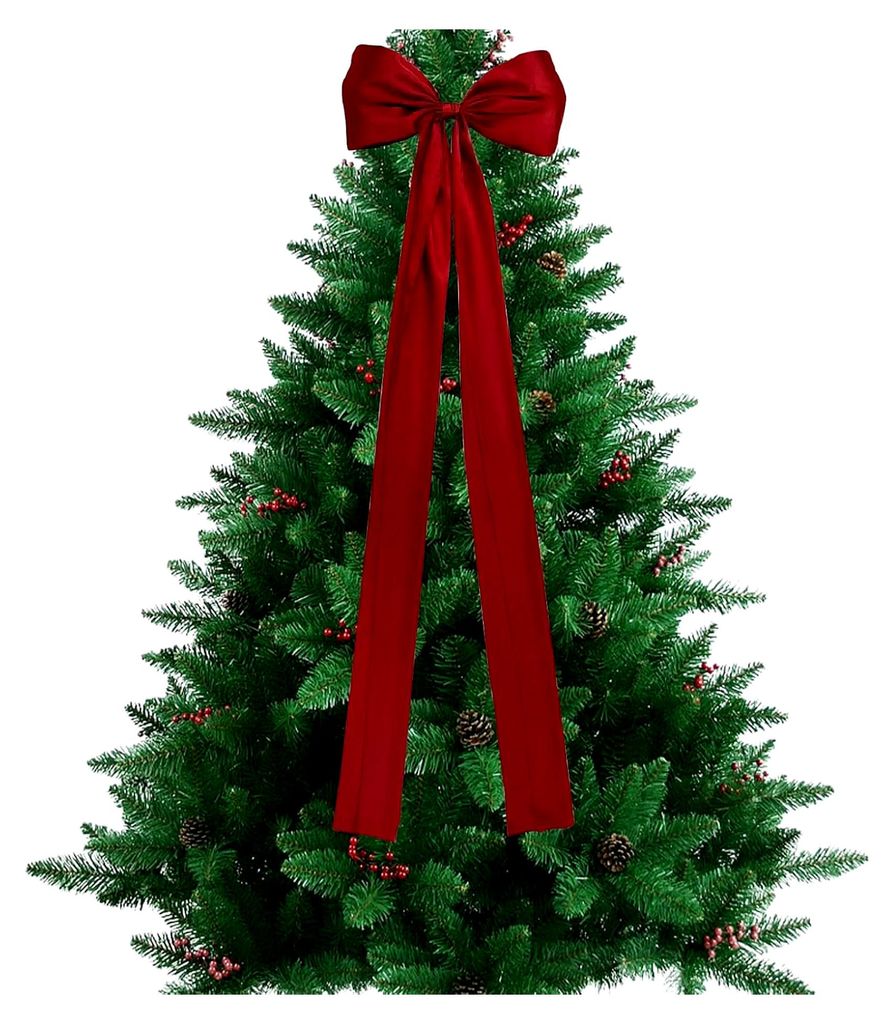 Schleifenbaumspitze für den Weihnachtsbaum - Festlicher Baumschmuck in Rot